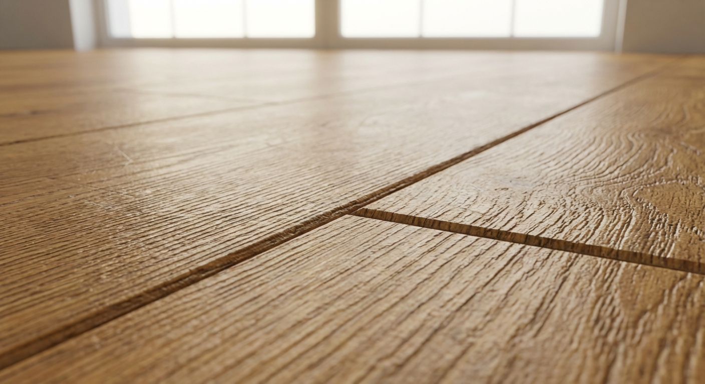 Durable laminate flooring with wood grain texture