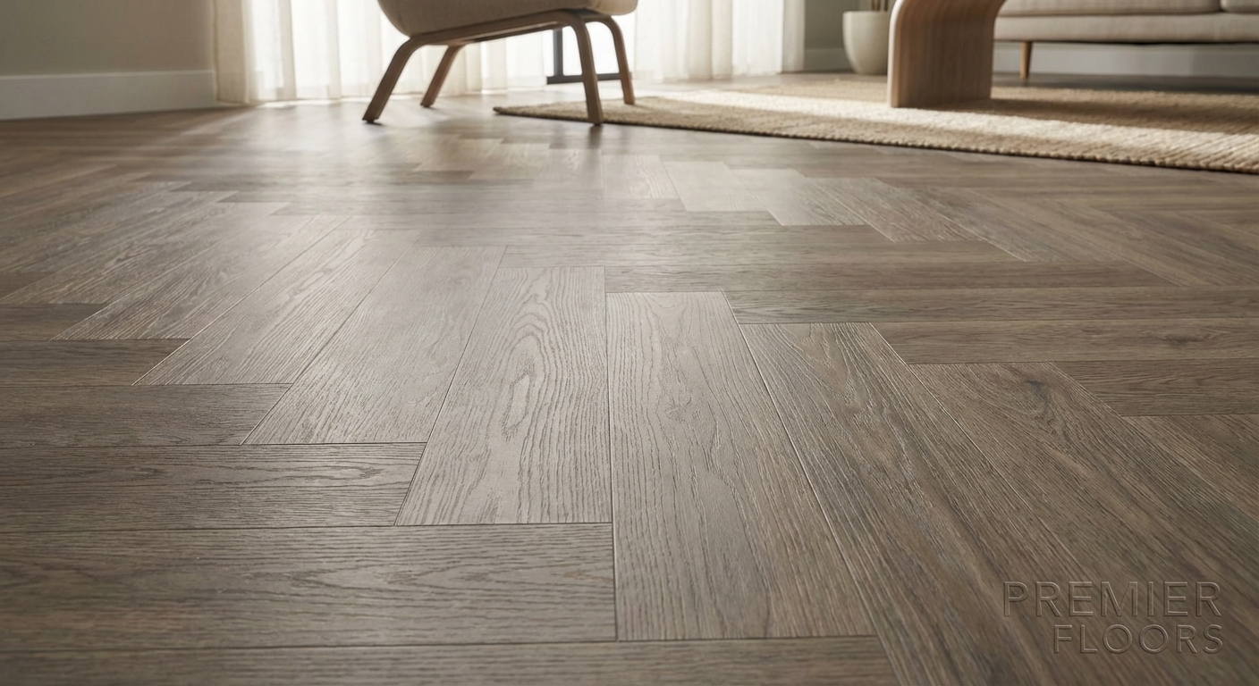 LVT herringbone flooring installation