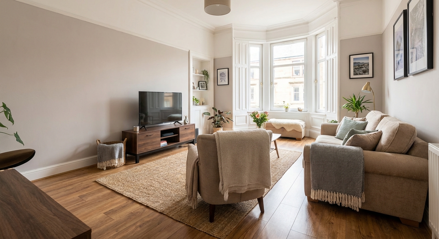 Laminate flooring installation in Glasgow living room