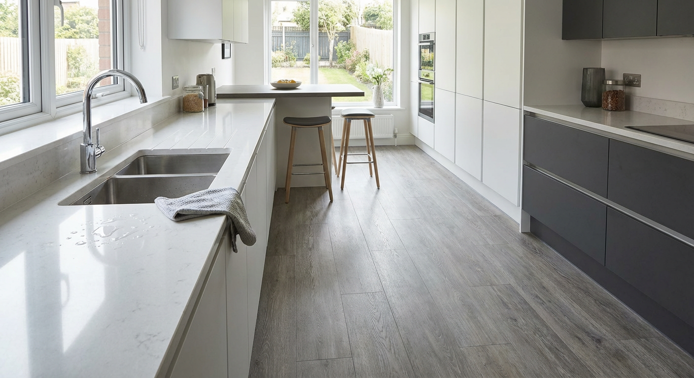 Waterproof LVT flooring in modern kitchen