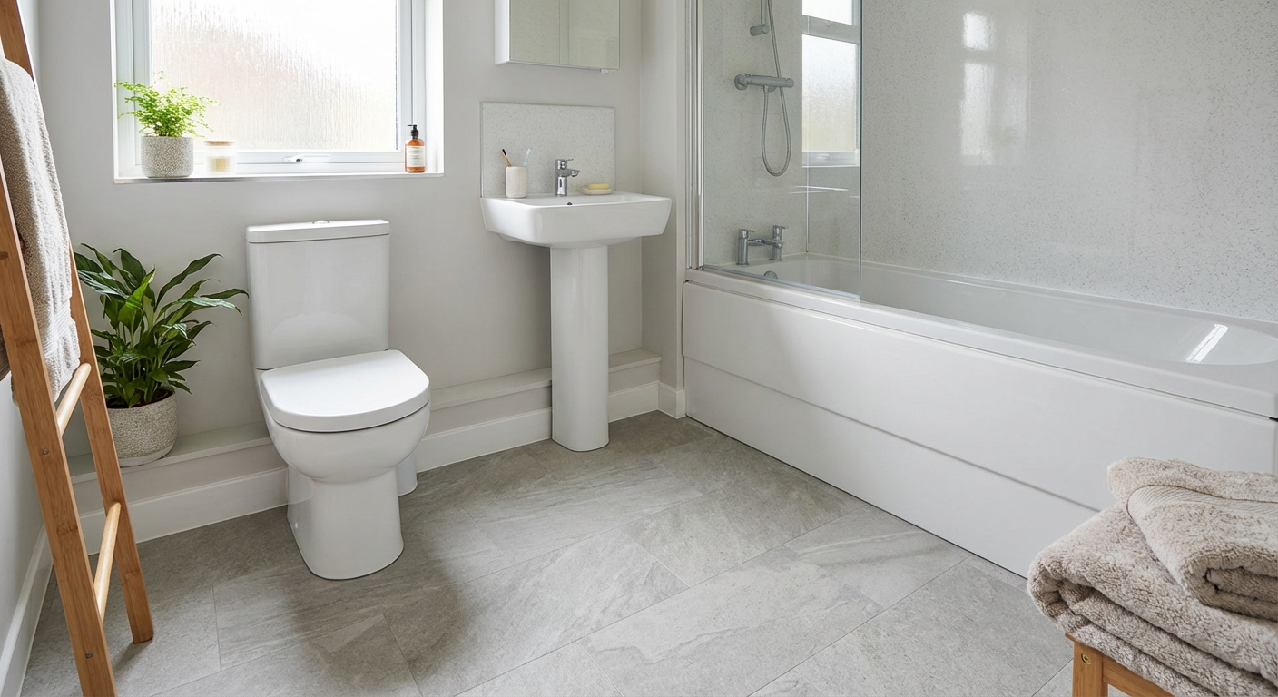 Stylish vinyl flooring in bathroom